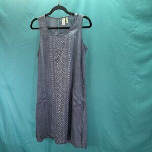 Aventura Womens Sleeveless Dress XS Blue & White Geometric Pattern 100% Modal